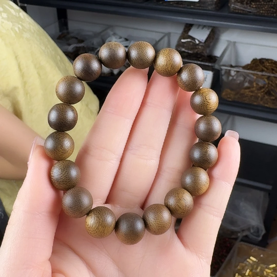 沉香香囊沉香黑棋楠圆珠单圈卡12发一沉水级