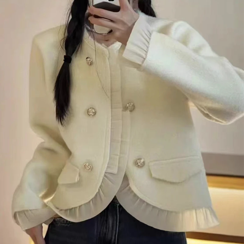 （衣兮捏褶花边小香风外套）T815时髦经典优雅温柔风小香风外套H