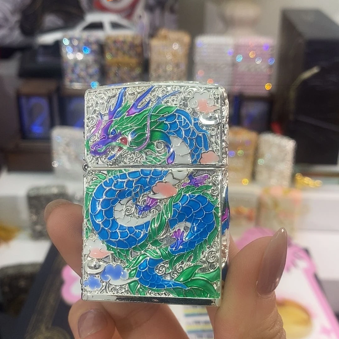 铜X**-五彩神龙（镀银）带礼盒礼袋油火石礼包