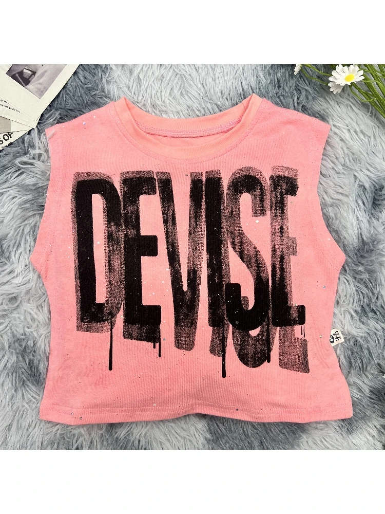 小童2025新款无袖洋气潮流背心夏季闪片印花时尚百搭宽松T恤