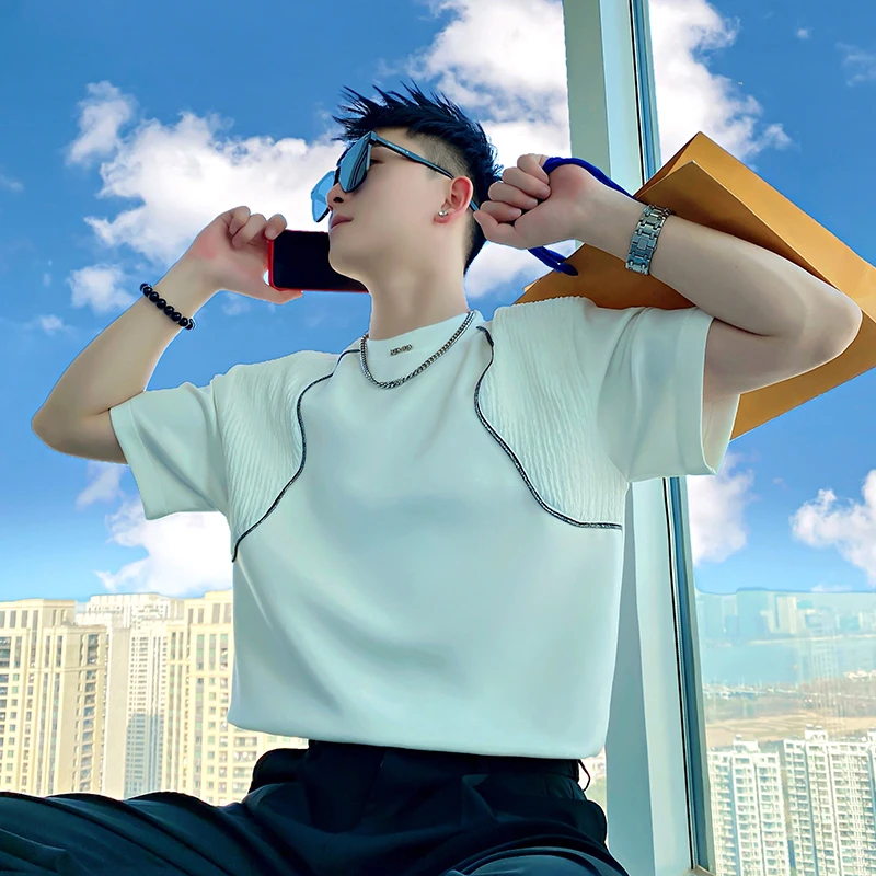 潮牌男装夏季新款男士短袖t恤ins百搭宽松圆领半截袖时尚薄款半袖