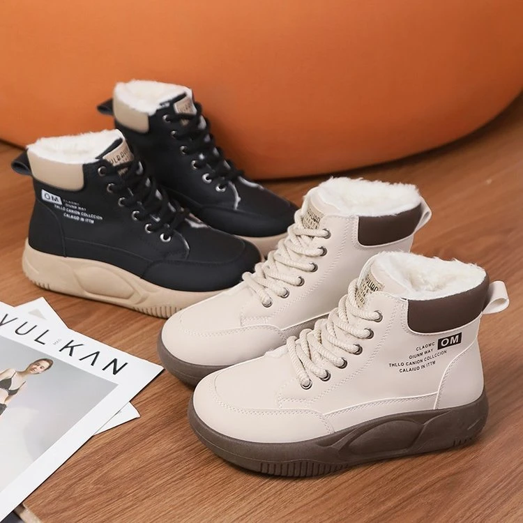 2024冬季新款加绒加厚雪地靴女百搭厚底防滑棉靴时尚软底高帮棉鞋