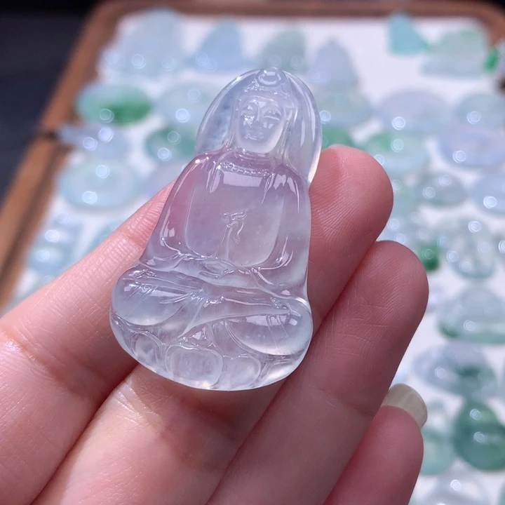 颈饰未镶嵌翡翠高冰素衣观音
