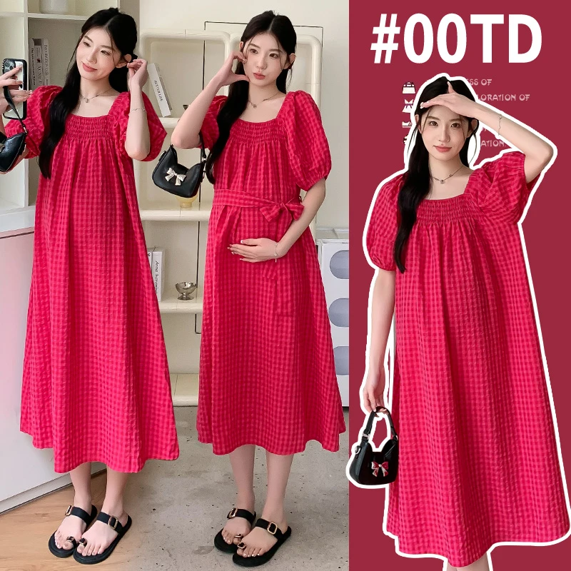 新款孕妇装棉孕妇连衣裙法式孕妇裙大码孕妇夏装时尚夏季中长款