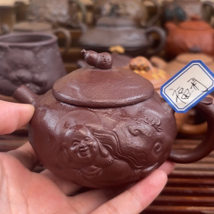 明***茶壶紫砂原矿老紫泥茶壶180c