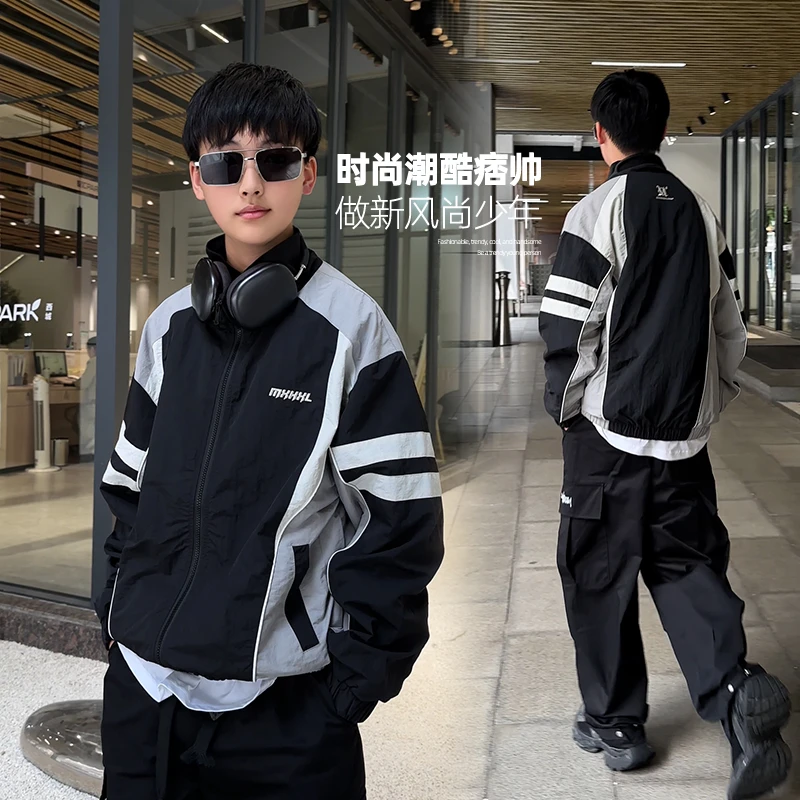 WT1508小赖家青少年外套2025春季新款中大童外套宽松男童上衣