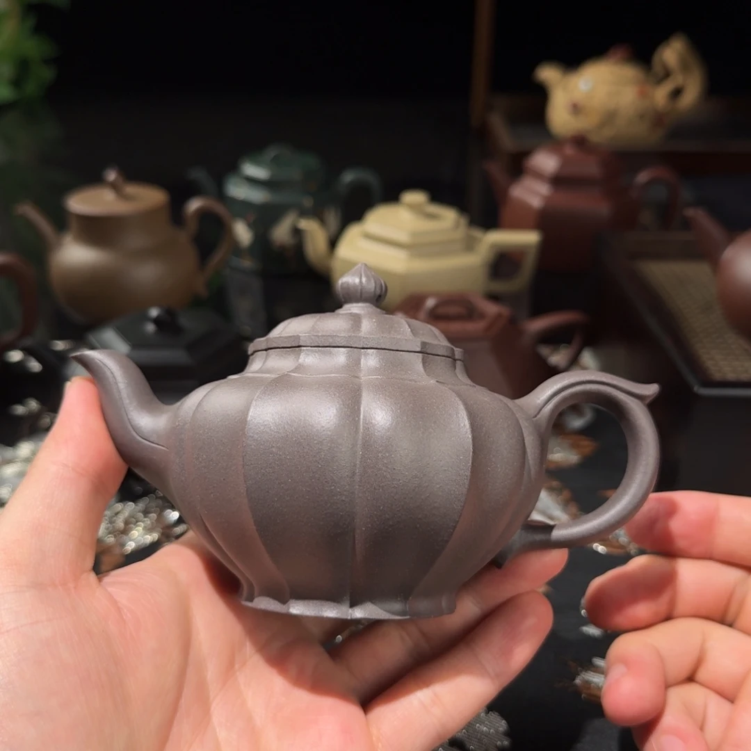 紫砂茶壶筋纹笑樱紫砂壶