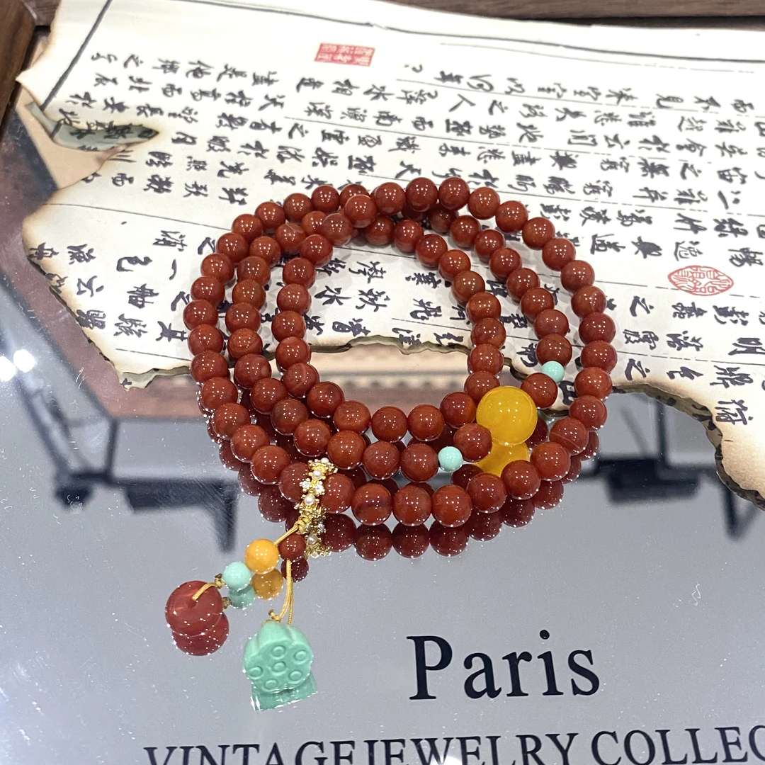 国风三圈高货南红玛瑙高级感莲蓬女叠戴气质手链 多样性发一SL146