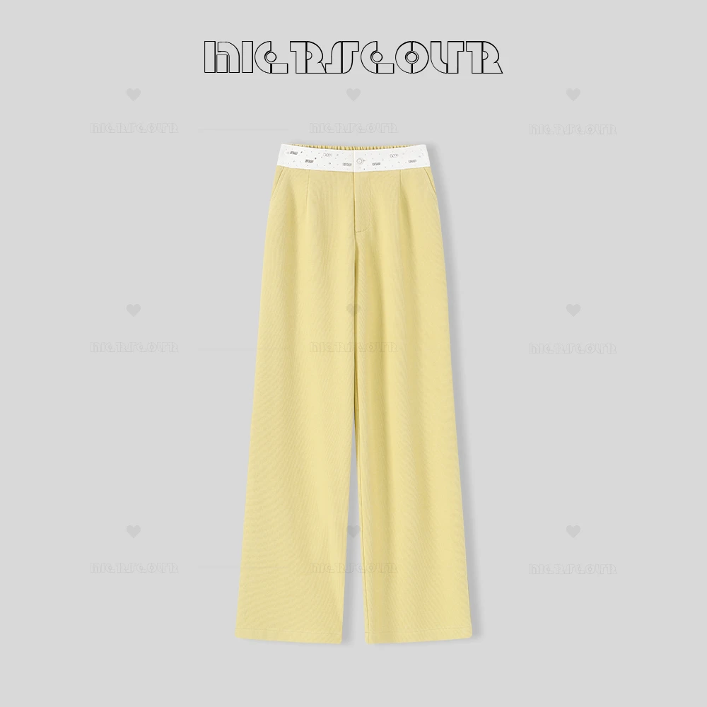 新款时尚腰部装饰休闲直筒裤58666