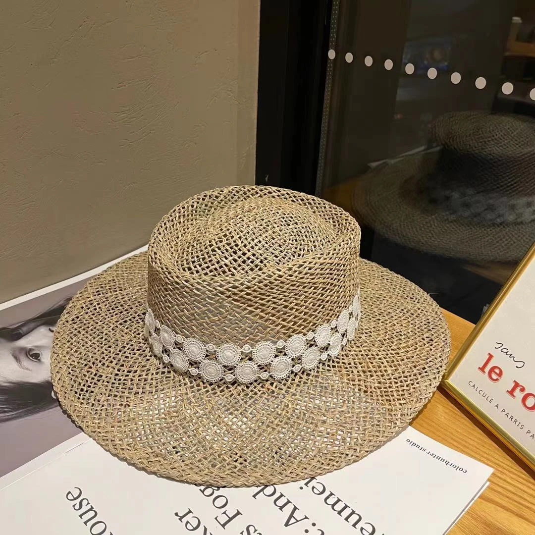 出片神器夏季草帽女英伦海边沙滩帽韩版出游度假太阳帽时尚防晒平