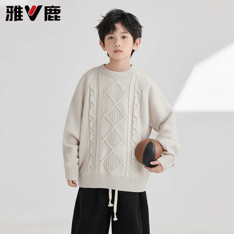 【雅鹿正品】男童秋装毛衣帅气儿童针织衫潮
