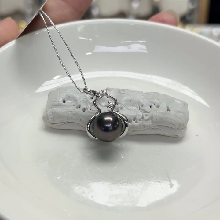 银S925镶嵌吊坠(不含链)海水珍珠9m 163号