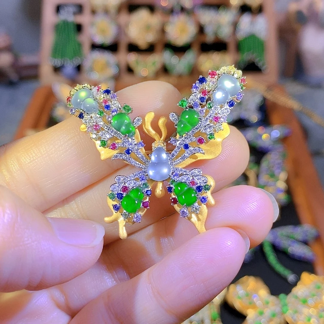 吊坠(不含链)银S925镶嵌翡翠