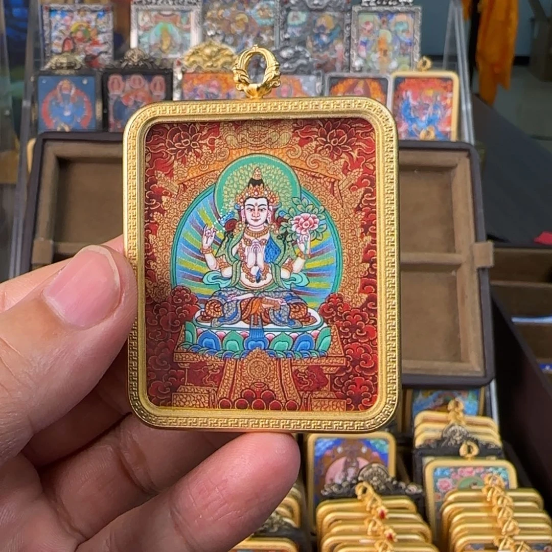 吊坠那****甜四臂观音唐卡艺术