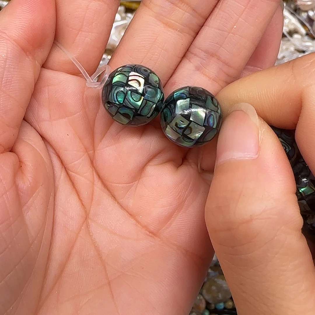 玛瑙/玉髓合金珠宝半成品鲍鱼贝14mm2颗