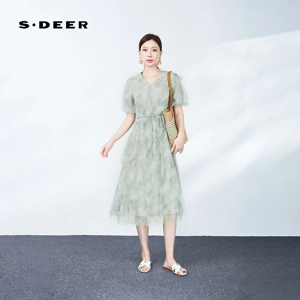 【粉丝专享】圣迪奥碎花气质度假风法式收腰优雅连衣裙S242Z12L8