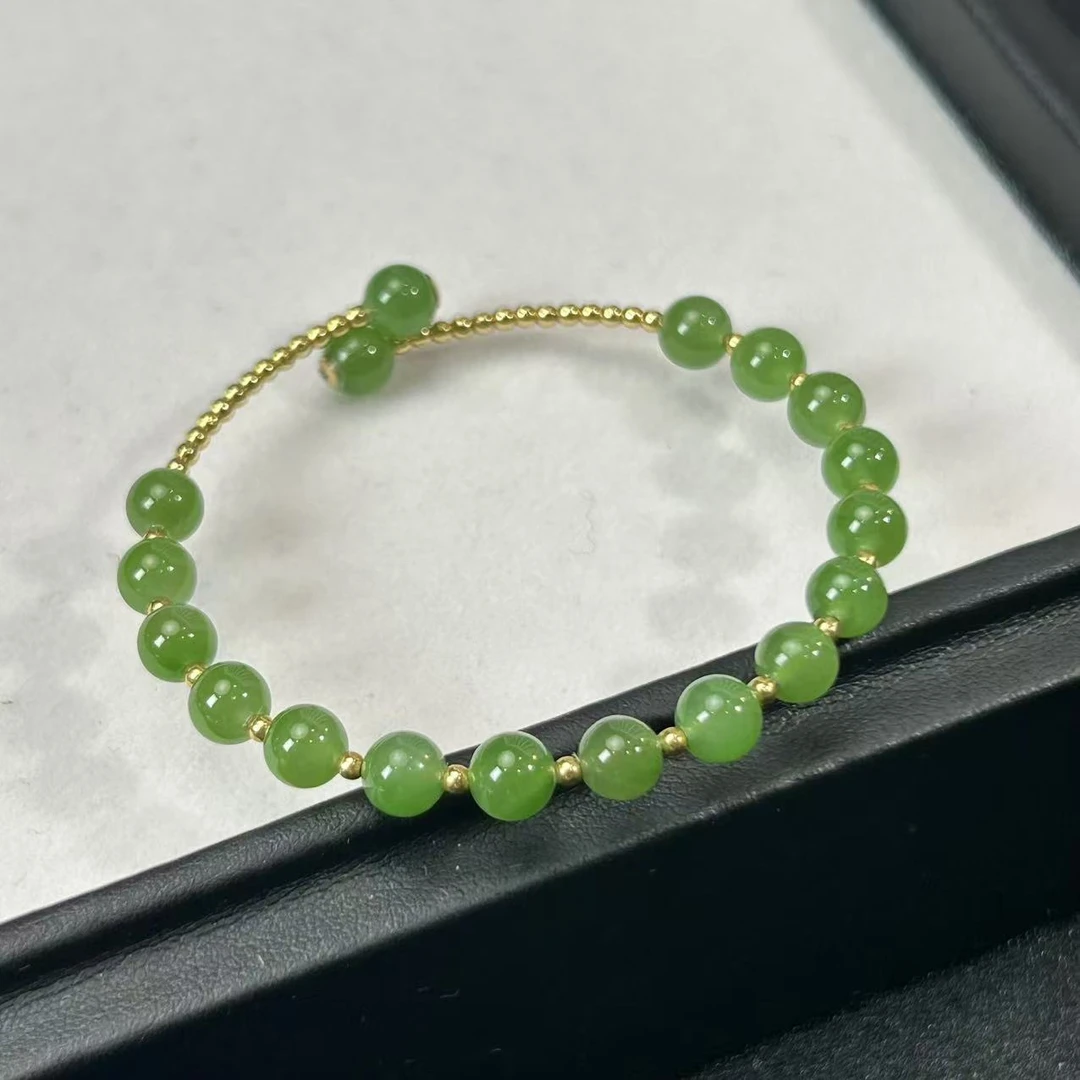 【睿泽鉴宝】18K碧玉手环多样性发一 5mm+ GS0532