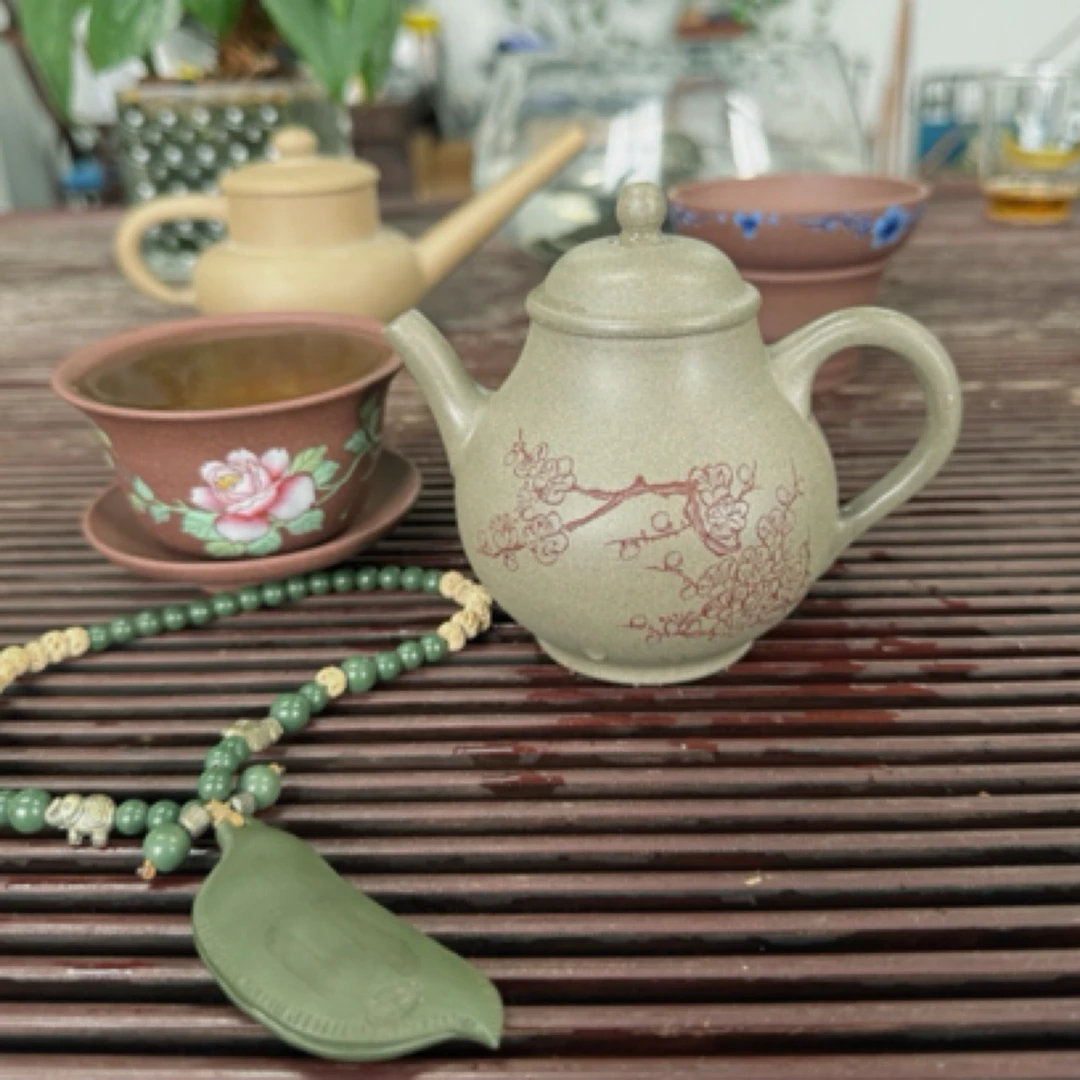 宜兴紫砂壶青段泥刻字梨形功夫茶具泡养纯手工家用个人专用泥壶制