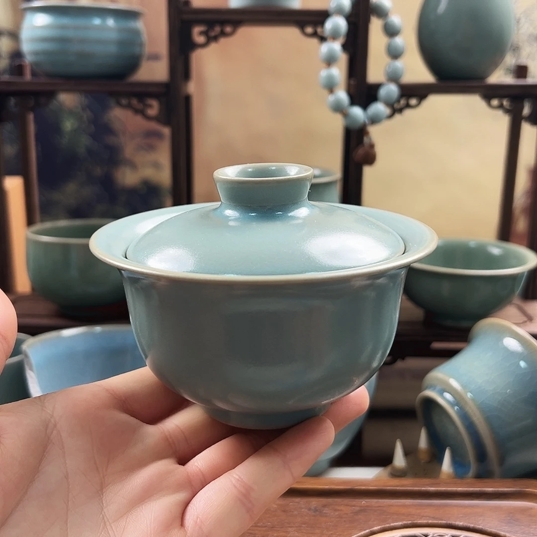 仿古釉水两才盖碗福利