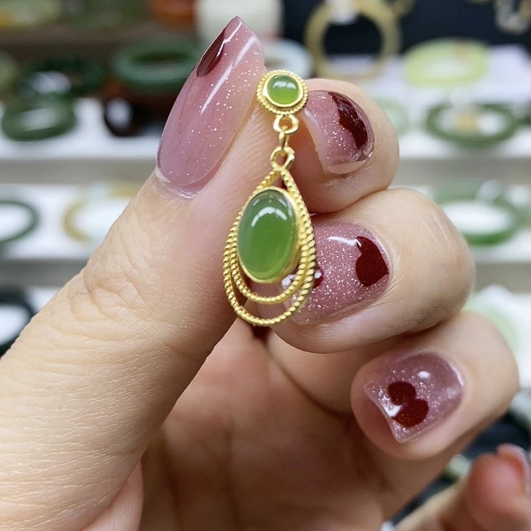 【闪购商品】和田玉银S925镶嵌耳饰