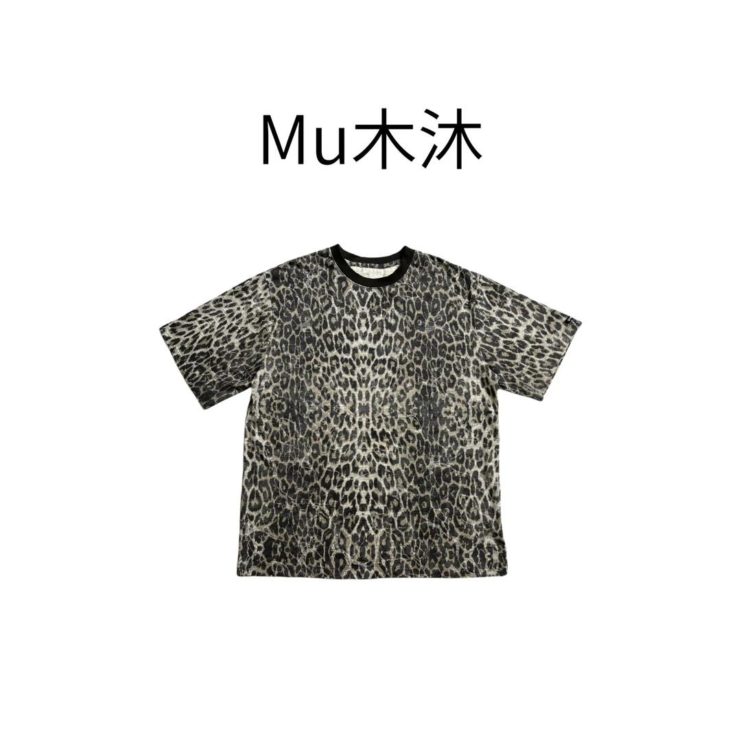 Mu木沐♠新品做旧豹纹T恤