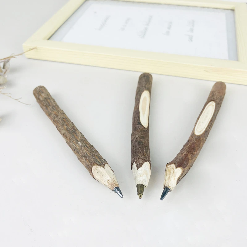 【艺凡】创意圆珠笔木头铅笔原生原木材质树皮笔酒店促销广告礼品笔