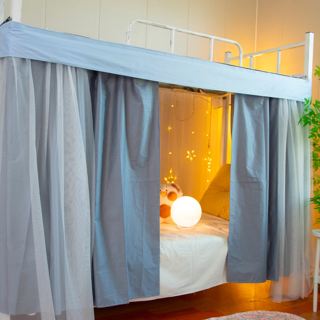 书写时光全棉双滑轨全封闭全包围加厚加纱全棉床上防蚊虫透气床帘