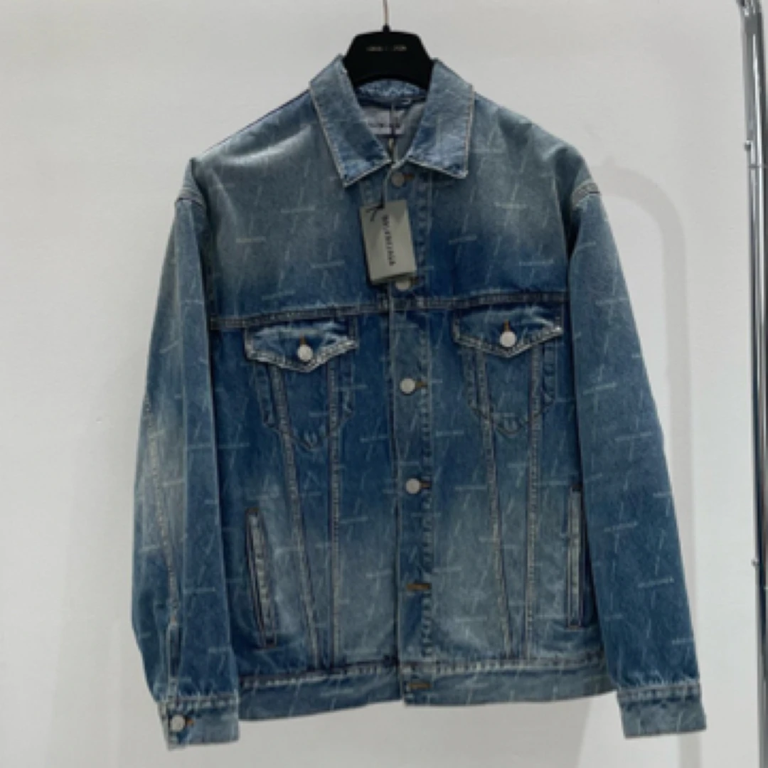 99新 Balenciaga/巴黎世家 满logo牛仔外套 yy00302 尺码34