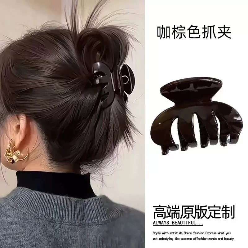 韩系气质小号南瓜爪时尚简约百搭半扎马尾固定鲨鱼夹微瑕发夹
