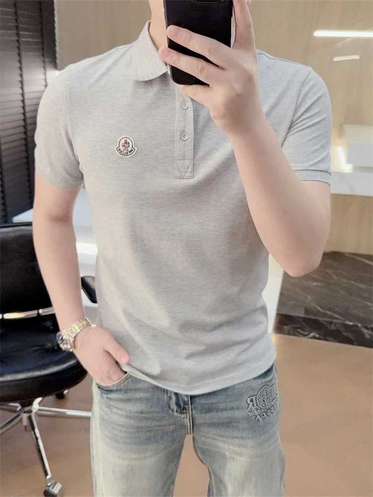 2025夏季新款男士欧货时尚潮流简约男polo衫翻领短袖高品质T恤男