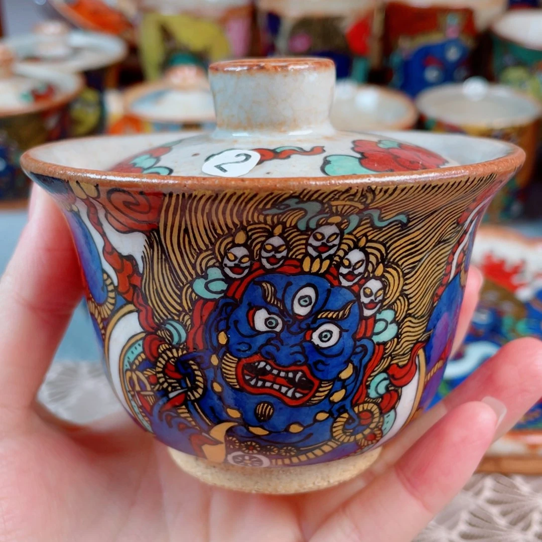 手绘大黑天盖碗唐卡