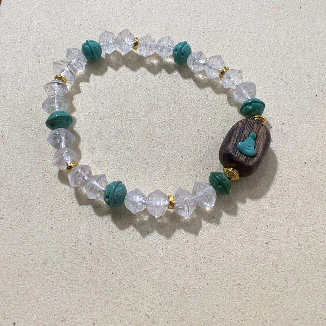 绿松石配件18K金镶嵌手串