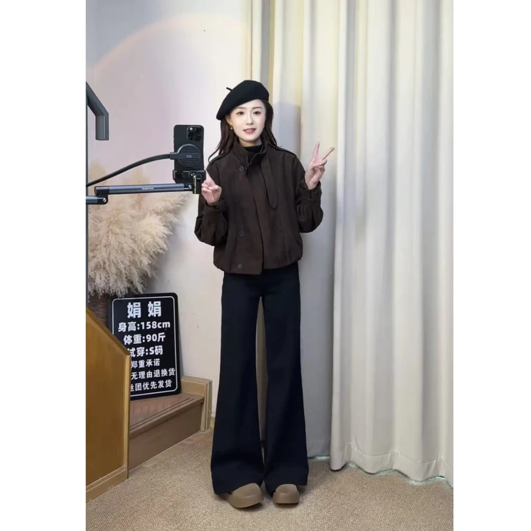 秋季搭配一整套时尚今年流行套装潮流短款外套显瘦长裤两件套