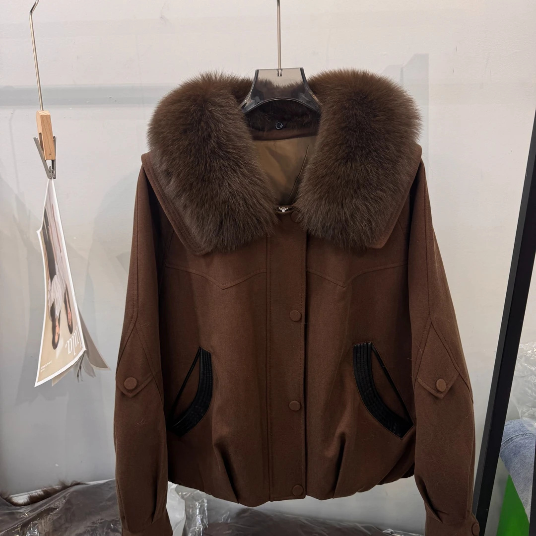 2025通勤风大毛领短款加厚加绒保暖显瘦百搭冬季外套女款