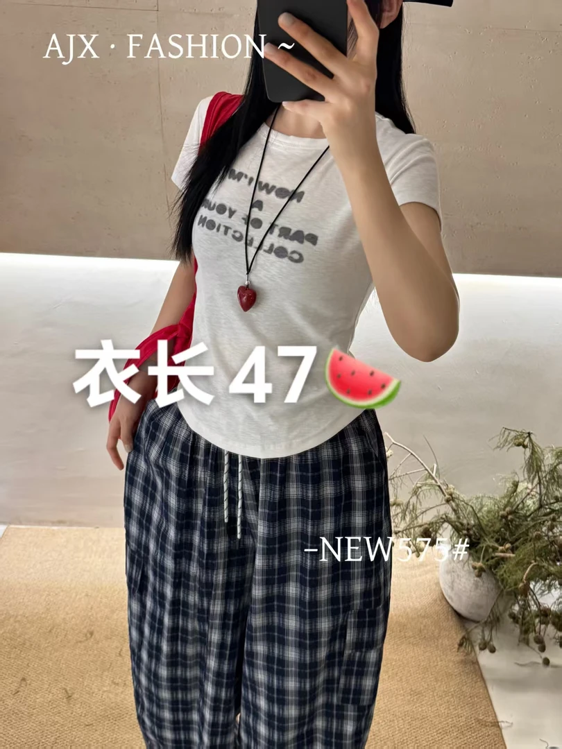 【艳子】G575小个子~独特印花修身显瘦T恤
