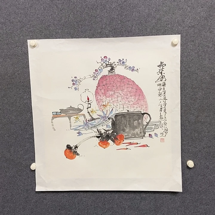 国画四尺斗方花鸟一幅