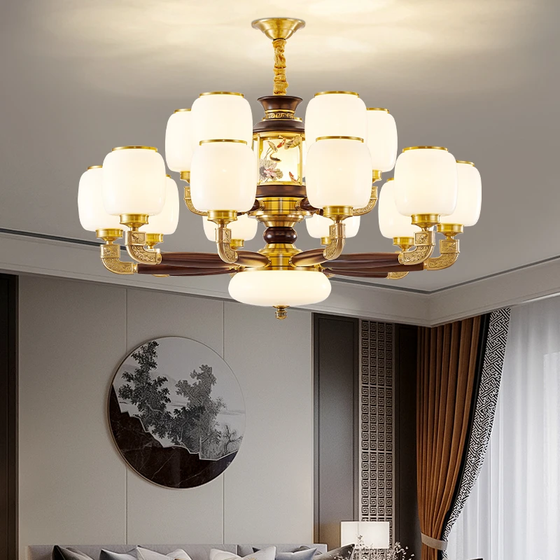 新中式复古玉石卧室灯国风禅意家用大气简约客厅书房餐厅茶室吊灯