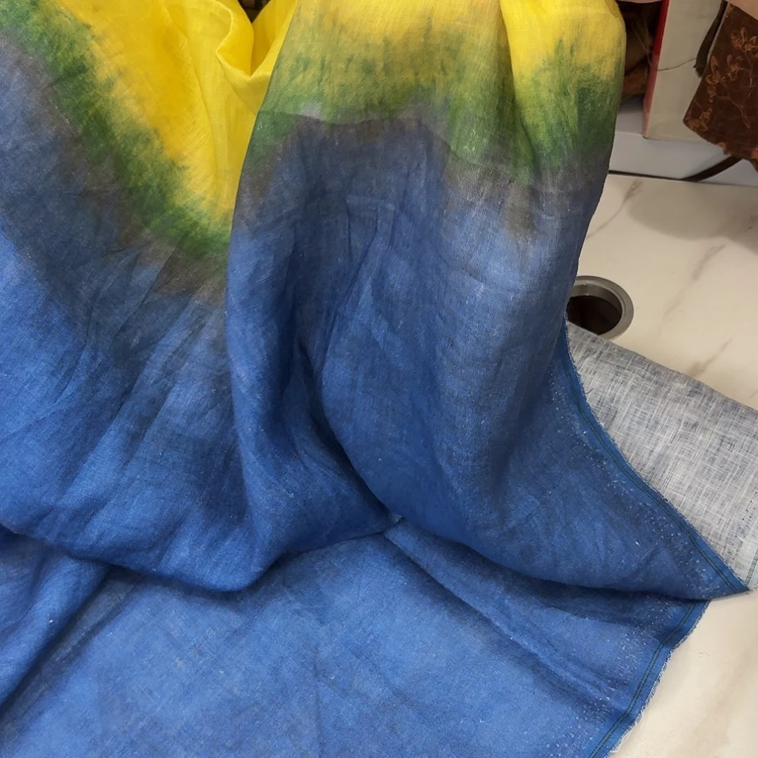 麻1.3米渐变纯亚麻面料