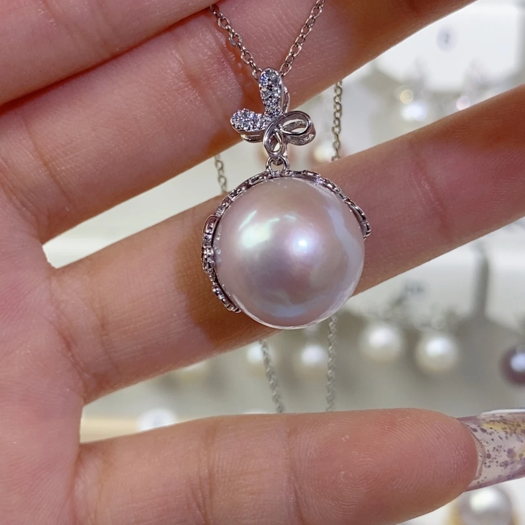 淡水珍珠银S925镶嵌颈饰?**?