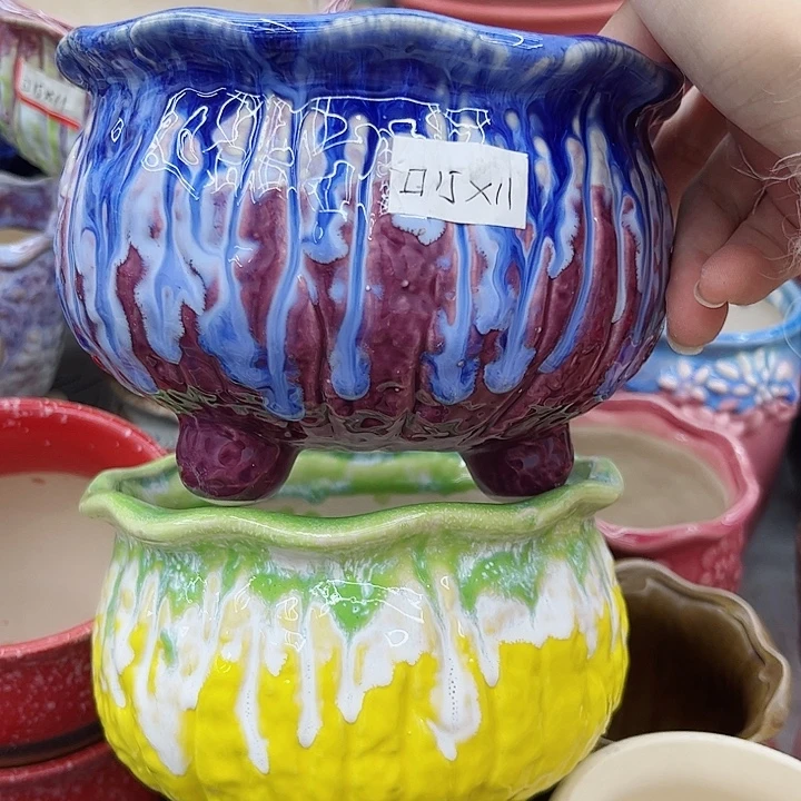 多肉绿植陶瓷花盆9.9包邮，有孔