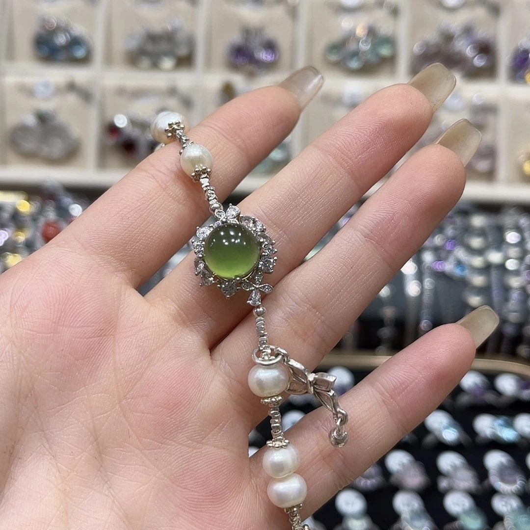 简***小蛇纹石玉银S925镶嵌戒指