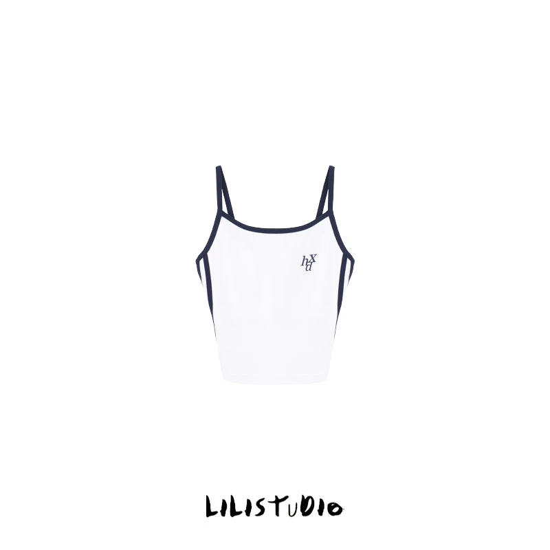 「重叠字母」不理理夏季新款小众女装美式修身通勤休闲吊带背心