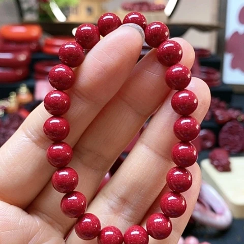 天然辰砂红晶砂手链
