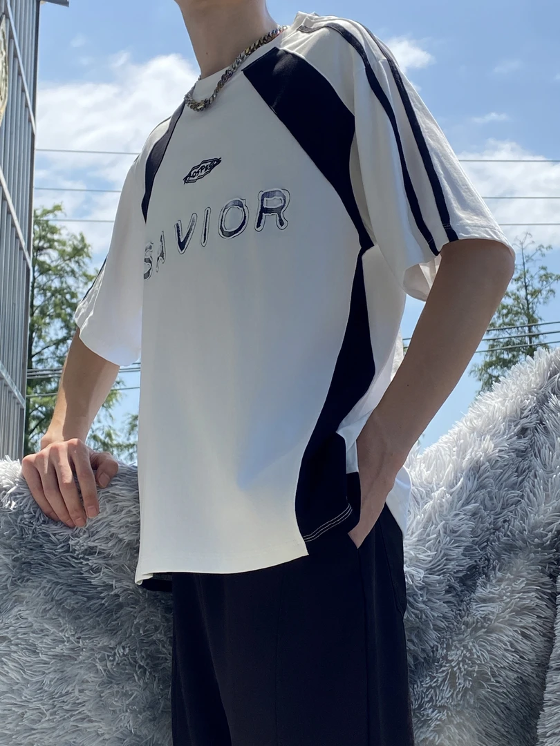 夏季美式潮流纯棉T恤男士宽松休闲时尚