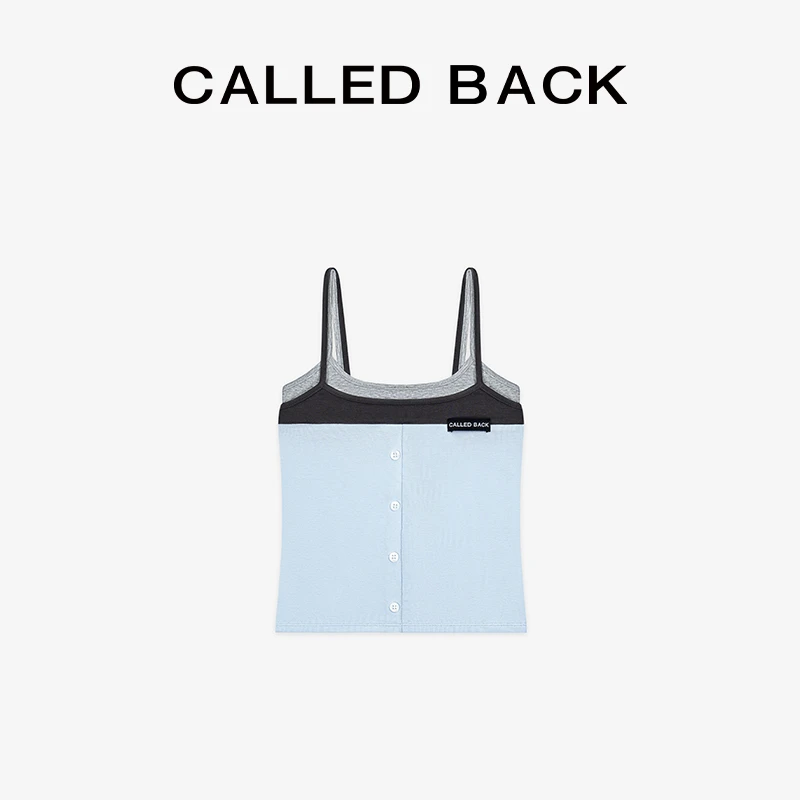 CALLED BACK背心吊带女夏季新款修身短款无袖T恤假两件上衣