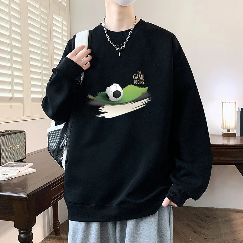 元赫卫衣男秋冬美式宽松印花长袖t恤青少年潮流百搭打底衫上衣服