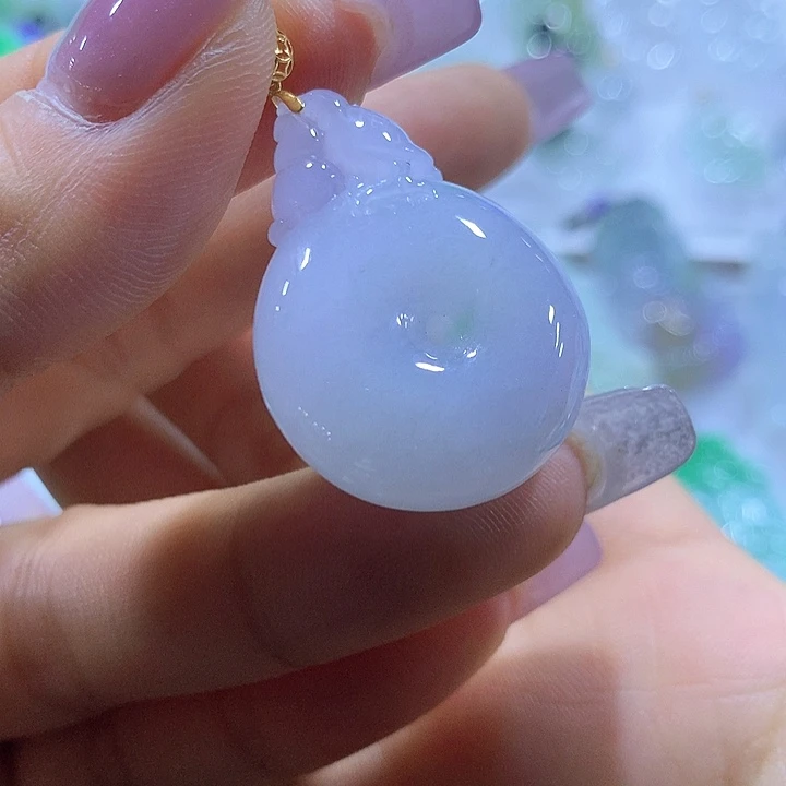 翡翠18K金镶嵌颈饰天然翡翠A货吊坠