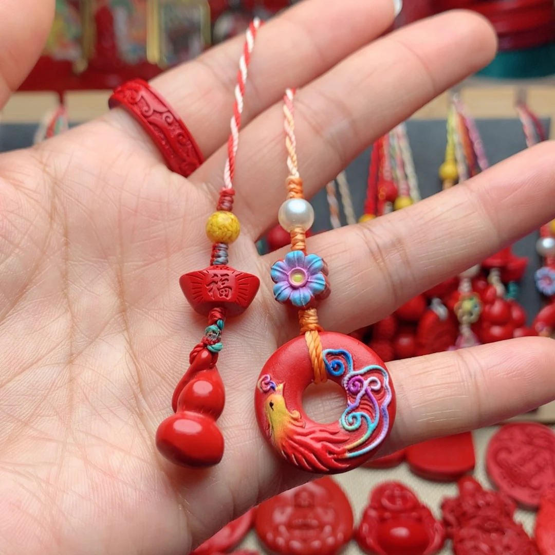 天然辰砂工艺品朱砂手机坠