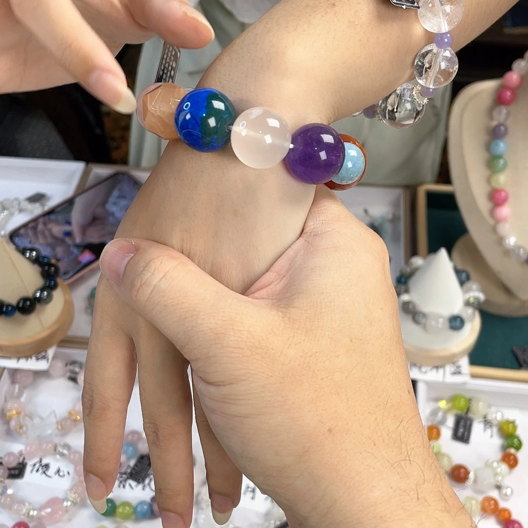 水晶手链银S925镀金镶嵌