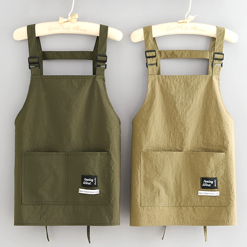 新款时尚防泼水围裙厨房家用简约定制围腰女耐磨上班烘焙工作服男